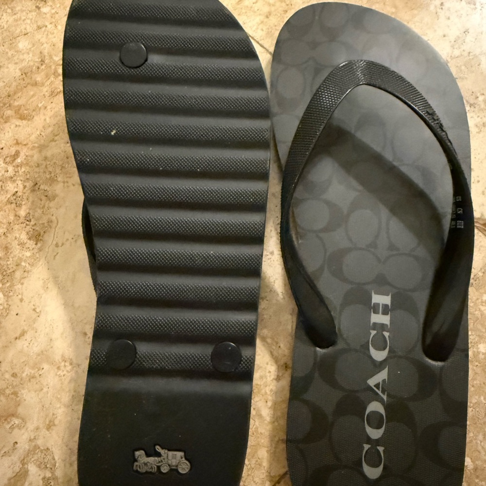 Coach Charcoal Monogram Flip Flops - Picture 4 of 4